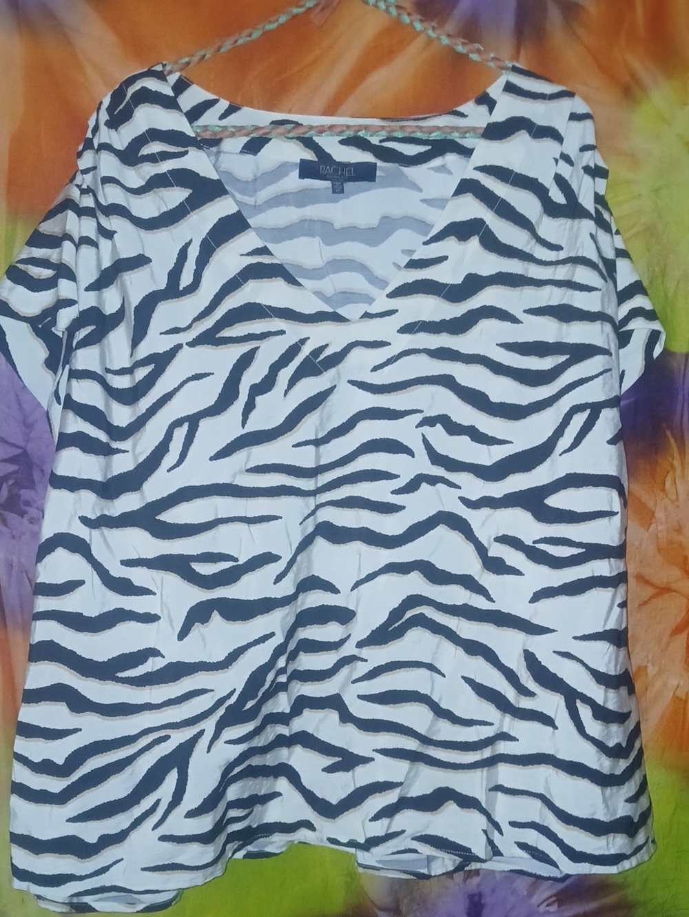 RACHEL Rachel Roy Zebra Print V-Neck Blouse